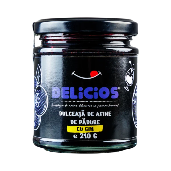 Dulceață de Afine de Pădure cu Gin, Arome Naturale și Rafinate Pentru Deserturi și Cocktailuri 210g